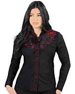 Blusa Bordada Vaquera Snap Button Lamasini 2325 Color Negro