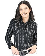 Camisa Vaquera Para Mujer Negra Estampada De Algodón 44436