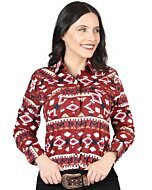 Camisa Vaquera Roja De Mujer Botonadura De Broche 44422