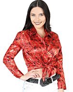 Blusa Estampada De Moda Manga Larga Roja 44597