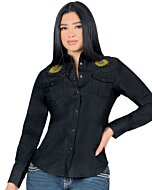 Blusa Vaquera Snap Button Girasol Lamasini 2323 Color Negro