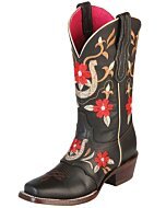 Bota Rodeo Negra de Mujer Herraduras y Flores Rojas Bordadas 51139