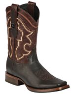 Botas de rodeo Montero TX-SHD-1 para hombre en piel color choco con punta cuadrada y suela de hule, hechas en México