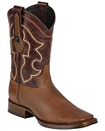 Botas de rodeo Montero TX-SHD-7 para hombre en piel miel con punta cuadrada y suela de hule, hechas en México