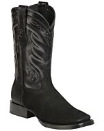 Montero CNBS-4 men's black nubuck leather rodeo boots with square toe and rubber outsole, made in Mexico