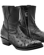 Men's Ostrich Skinny Boots With Zipper WD 11-003 Black