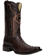 El General 45082 cowboy boots in Hornback Caiman leather, brown color, with Versace toe design.