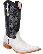 Botas Vaqueras Coco Belly Glaseada Para Hombre WD 11-063 Hueso-Plata