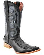 Botas Vaqueras Negras Piel Grabada Avestruz WD 11-107