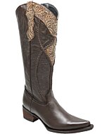 Botas Vaqueras Para Mujer Color Café, Tubo Alto Grabado WD 11-526