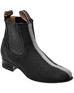 Botines Charros Mantarraya Perla Pulida Negro Tradicional WD 11-708