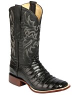 Botas Vaqueras para Hombre con Caiman Belly Print en Negro con Punta Bulldog