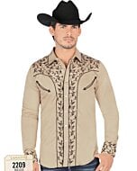 Camisa Vaquera Beige Botón De Broche Lamasini 2209
