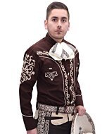 Camisa Charra Color Café Con Bordado Beige 060 WD 11-843