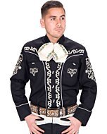 Camisa Charra 060 Color Negro Con Bordado Blanco WD 11-746