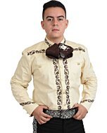Camisa Charra Tradicional White Diamonds Western Wear 10-858 Color Beige