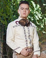 Camisa Charra Color Beige Biordado Color Vino WD 11-814