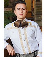 Camisa Charra Color Blanco Bordado Amarillo WD 11-812