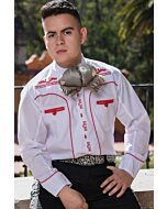 Camisa Charra Blanca Vivos Rojos WD 11-826