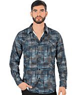 Camisa Montero Modern Fit Teal Estampada 0434
