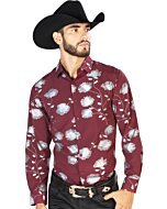 Camisa Fina El Señor De Los Cielos 43776 Color Vino