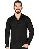 Camisa Negra Clásica Solida Lamasini 1436 Manga Larga