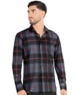 Camisa vaquera para hombre Montero 0814 de manga larga en color negro con diseño de cuadros.