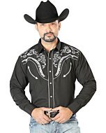 Camisa Negra Vaquera Bordada El General 126691