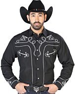 Camisa Negra Bordada Con Diseño De Soga Y Cabeza De Caballo 126714
