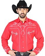Camisa Roja Bordada Cod Diseño De Soga Y Cabeza De Caballo 126716