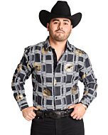 Camisa Vaquera Diseño De Grecas Color Negro-Blanco WD 11-897