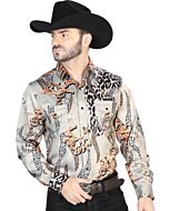 Camisa Vaquera Estampada ESDLC 44102 Color Taupe