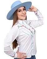Blusa Vaquera Bordada Blanca Flores WD 11-536