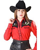 Blusa Vaquera Bordada Roja WD 11-543