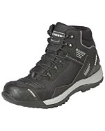Men's black work shoes by Caribu, featuring a textile/synthetic upper, durable rubber/phylon outsole, and modern design, model 44363.
