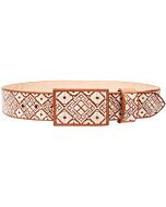 Cinto Charro Pita Fina Natural Diseño De Grecas WD 11-1667