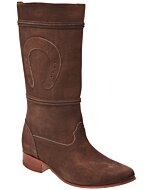 Botas Escaramuza Charra Piel Nobuck De Dama Color Café WD 11-462