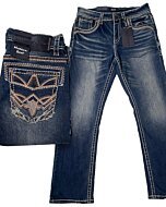 Jeans Montero 4620 Azul Oscuro para Hombre con bolsillos traseros bordados detallados