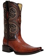 El General 45074 lizard leather cowboy boots in cognac with Versace toe.