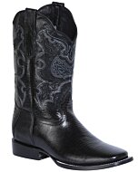 El General 41904 Botas de Hombre en Lizard Print Negro con suela de cuero y bordado Western.
