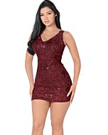 Vestido Corto Lamasini 5751 Color Vino