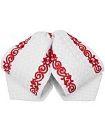 Moño Charro Blanco Fino Bordado Color Rojo WD 11-946
