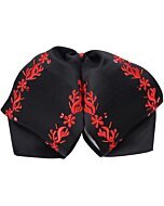 Moño Charro Negro Fino Con Bordado Rojo WD 11-952