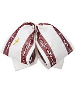 Moño Charro Blanco Con Bordado Vino Y Cruz Dorada WD 11-957
