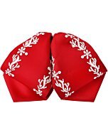 Moño Charro Rojo Fino Con Bordado Blanco WD 11-979