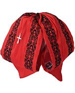 Moño Charro Rojo Fino Con Bordado Negro WD 11-988