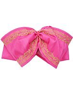 Moño Charro Rosa Económico Bordado Oro WD 11-992