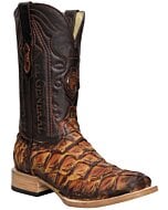 Botas El General 45085 de Piel de Pirarucu – Color Cognac, Punta Cuadrada con Estilo Exótico