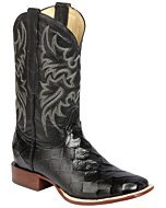 Perfil lateral de las botas vaqueras para hombre en imitación Monster Fish color cognac con tubo bordado en negro, modelo ESDLC 44933.