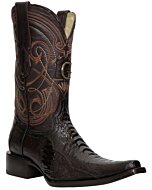 El General 45068 ostrich leg leather cowboy boots in brown with Versace toe.